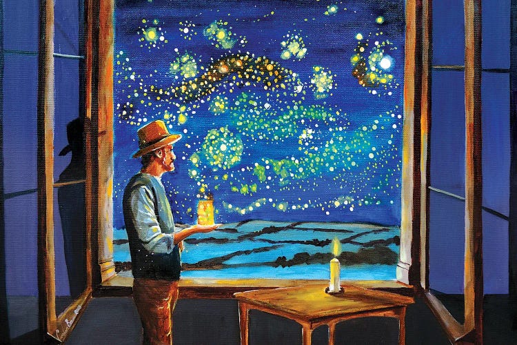 Van Gogh Starry Night With Fireflies