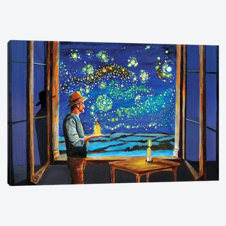 Van Gogh Starry Night With Fireflies Canvas Print #GOB66} by Gordon Bruce Canvas Art