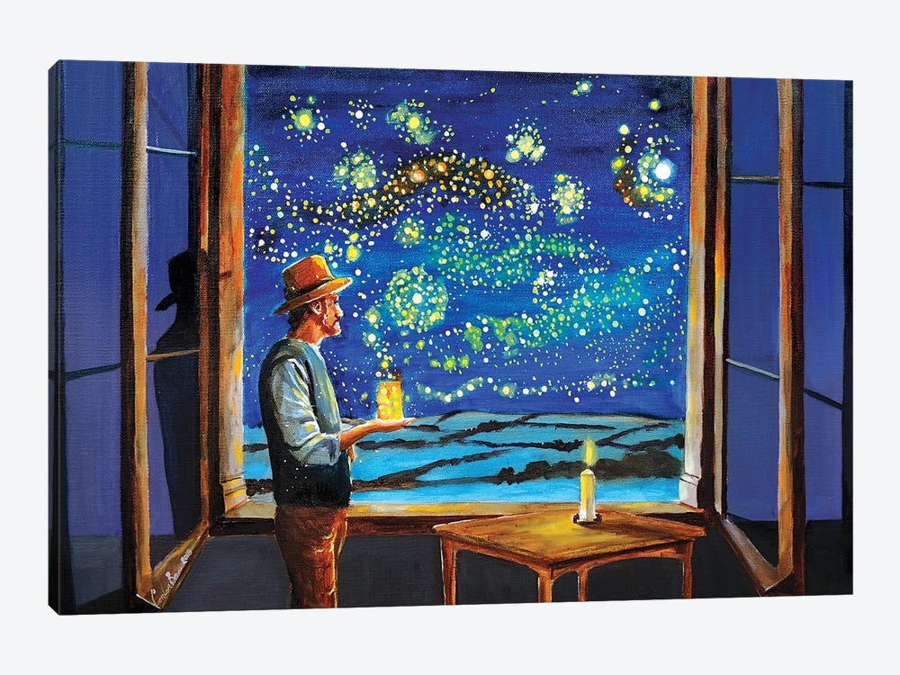 Van Gogh Starry Night With Fireflies by Gordon Bruce 1-piece Canvas Art Print