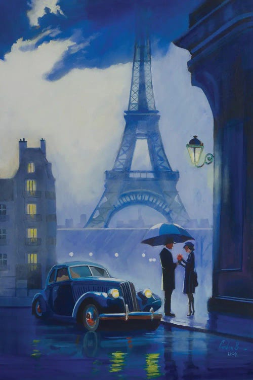 Rainy Parisian Encounter by Gordon Bruce wall art