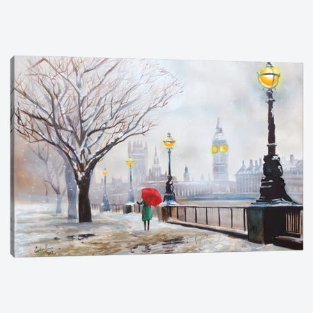 A London Winter Canvas Print #GOB9} by Gordon Bruce Art Print