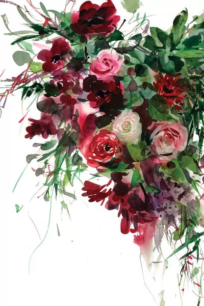 Watercolor Flowers: Burgundy by Gosia Gregorczyk