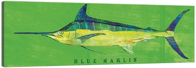 Blue Marlin Canvas Art Print - Animal Typography