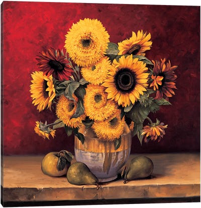 Sunflowers With Pears Canvas Art Print