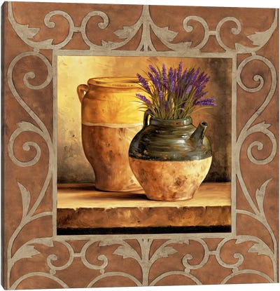 Vases With Lavender Canvas Art Print - Pottery Still Life