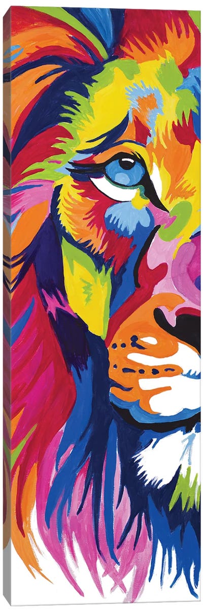 Colorful Lion Portrait Canvas Art Print - Wild Cat Art