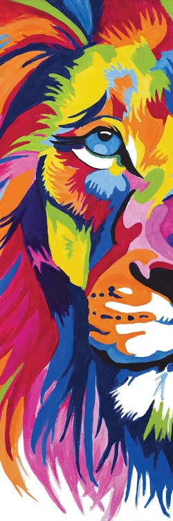 Colorful Lion Portrait by Chelsea Goodrich wall art