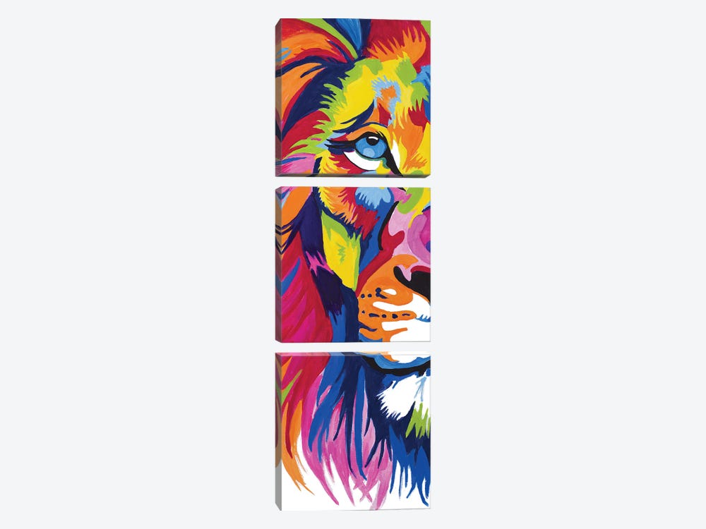 Colorful Lion Portrait by Chelsea Goodrich 3-piece Art Print