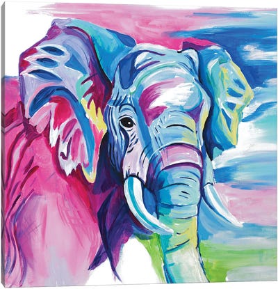 Fun Colorful Elephant Canvas Art Print