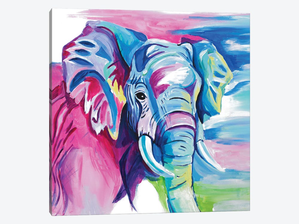 Fun Colorful Elephant by Chelsea Goodrich 1-piece Canvas Art Print