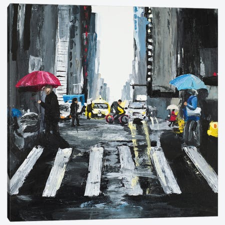 NYC in the Rain Canvas Print #GOO18} by Chelsea Goodrich Canvas Art Print