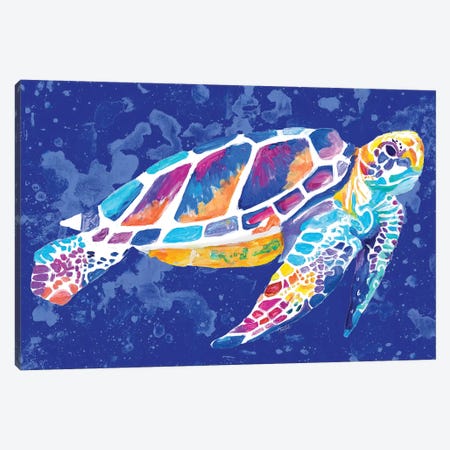 Vibrant Blue Sea Turtle Canvas Print #GOO5} by Chelsea Goodrich Canvas Print