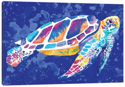 Vibrant Blue Sea Turtle Canvas Art Print