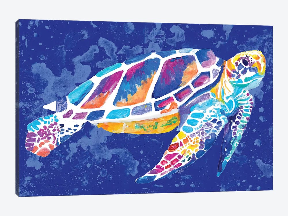 Vibrant Blue Sea Turtle by Chelsea Goodrich 1-piece Canvas Print