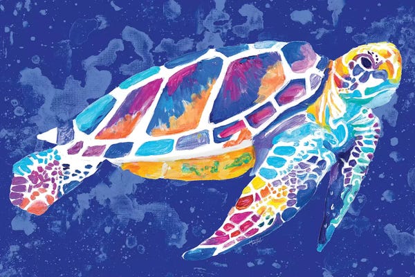 Reptiles & Amphibians: Vibrant Blue Sea Turtle by Chelsea Goodrich