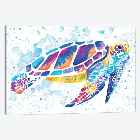 Vibrant Sea Turtle Canvas Print #GOO7} by Chelsea Goodrich Canvas Art Print