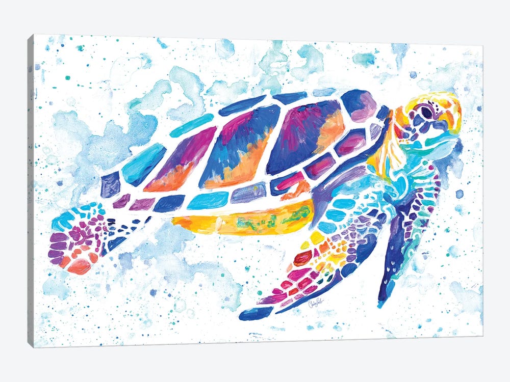 Vibrant Sea Turtle by Chelsea Goodrich 1-piece Canvas Art Print