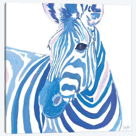 Vibrant Zebra Canvas Print #GOO8} by Chelsea Goodrich Canvas Wall Art
