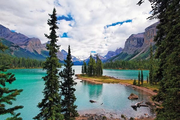 Jasper National Park: High Angle View of Spirit Island, Maligne Lake, Jasper National  by George Oze