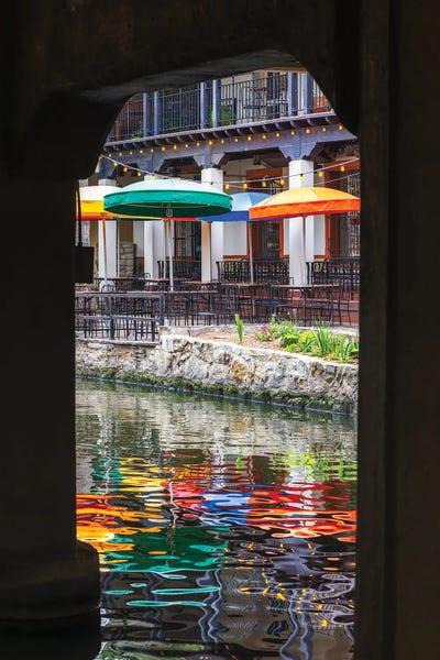Canvas Print: Morning Reflections On The Canal At Casa Rio, Riverwalk, San Antonio, Texas by George Oze