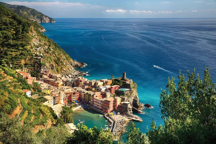 High Angle View of the Ligurian Coast at Vernazza, Cinque Terre, Italy