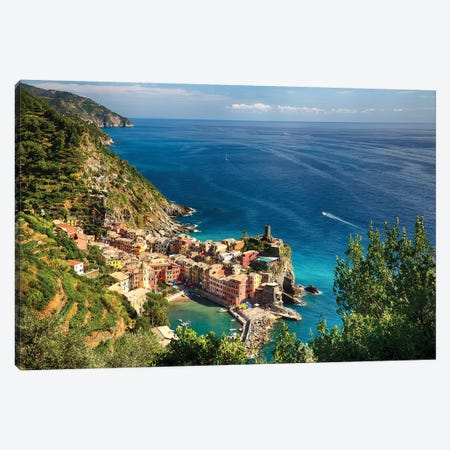 High Angle View of the Ligurian Coast at Vernazza, Cinque Terre, Italy Canvas Print #GOZ102} by George Oze Canvas Art