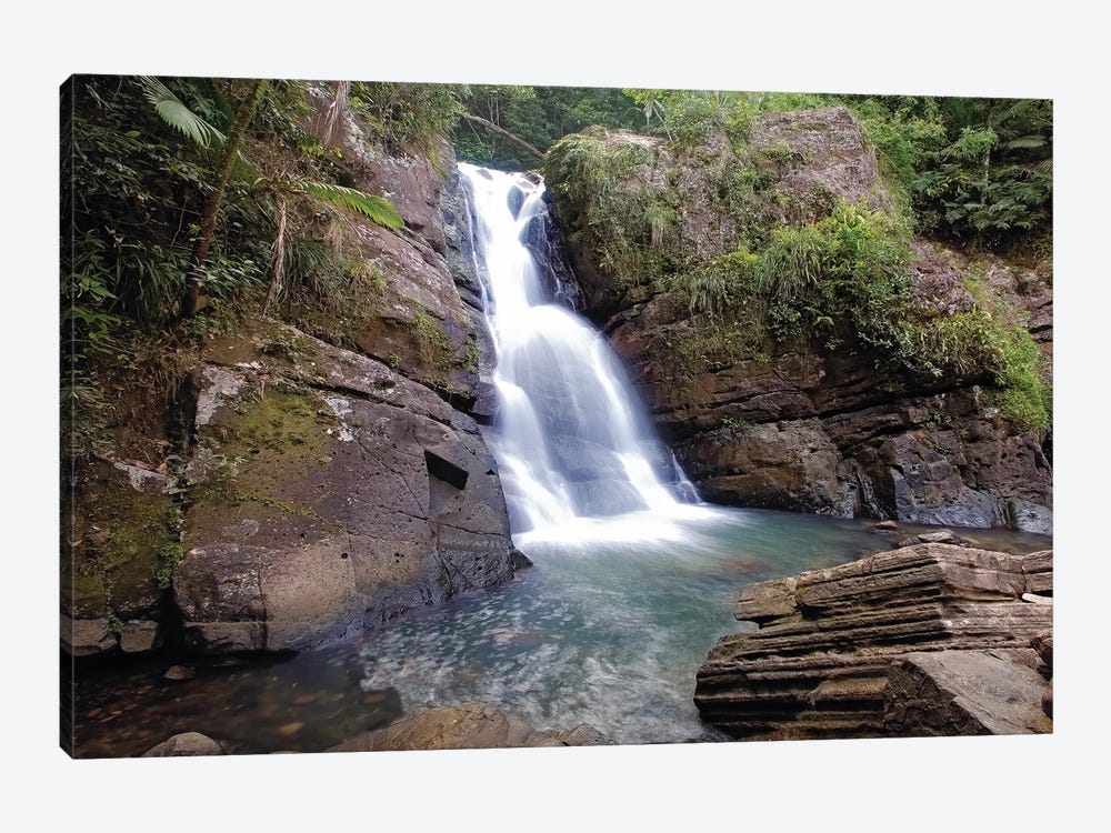 La Mina Waterfall in El Yunque Rainforest, Puerto Rico by George Oze 1-piece Art Print