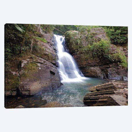 La Mina Waterfall in El Yunque Rainforest, Puerto Rico Canvas Print #GOZ107} by George Oze Canvas Art Print