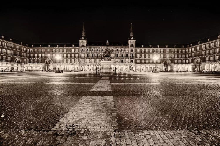 Low Angle View of the Plaza Mayor at Night, Madrid, Spain