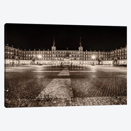 Low Angle View of the Plaza Mayor at Night, Madrid, Spain Canvas Print #GOZ122} by George Oze Canvas Art