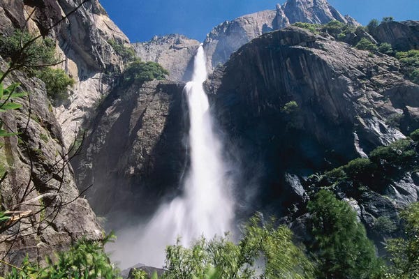 George Oze: Low Angle View of the Yosemite Fallas, California by George Oze