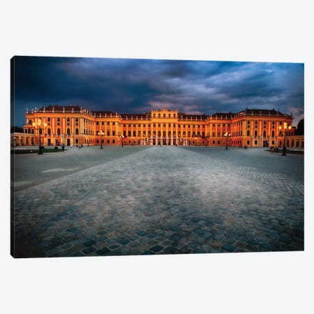 Main Entrance View of the Schonbrunn Palace at Night Canvas Print #GOZ126} by George Oze Canvas Print