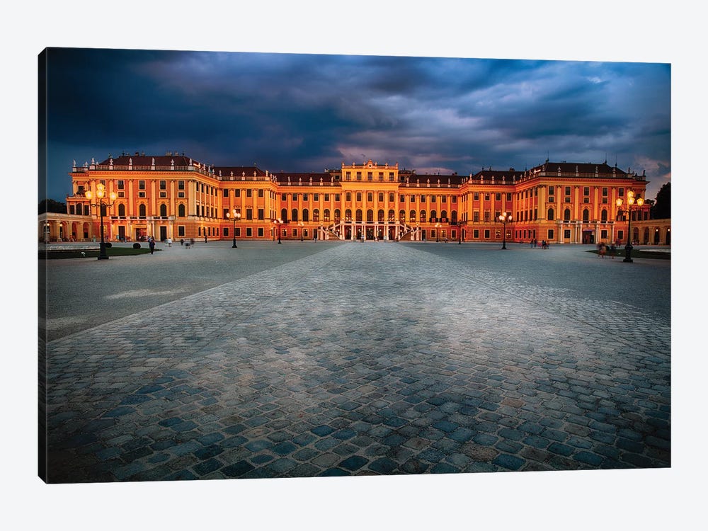 Main Entrance View of the Schonbrunn Palace at Night by George Oze 1-piece Canvas Art
