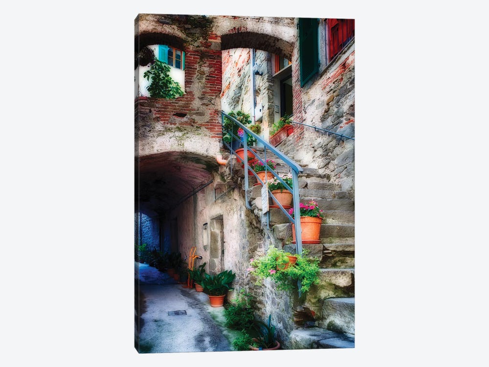 Narrow Street with Stairs, Corniglia, Cinque Terre, Liguria, Italy by George Oze 1-piece Art Print