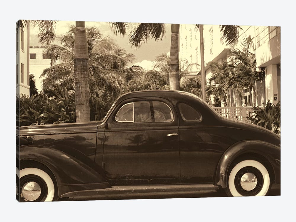 Old Car on Ocean Boulevard, Miami Beach, Florida by George Oze 1-piece Canvas Wall Art