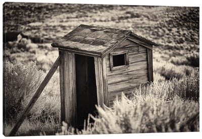 Old Outhouse in the Field, Bodie State Park, California Canvas Art Print - Dereliction Art