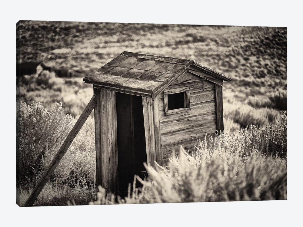 Old Outhouse in the Field, Bodie State Park, California by George Oze 1-piece Canvas Artwork