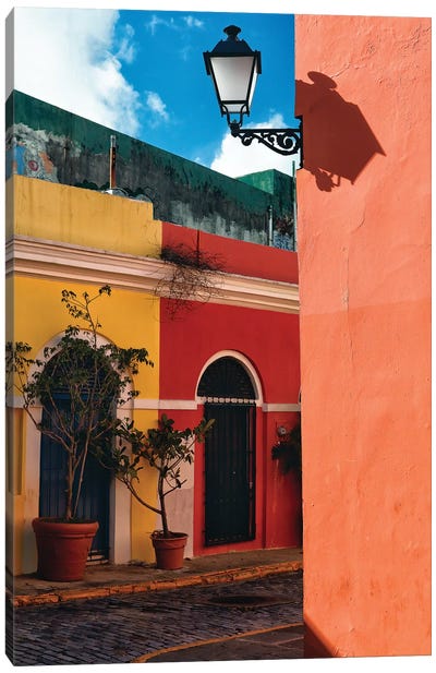 Old San Juan Street Corner, Puerto Rico Canvas Art Print - Caribbean Culture