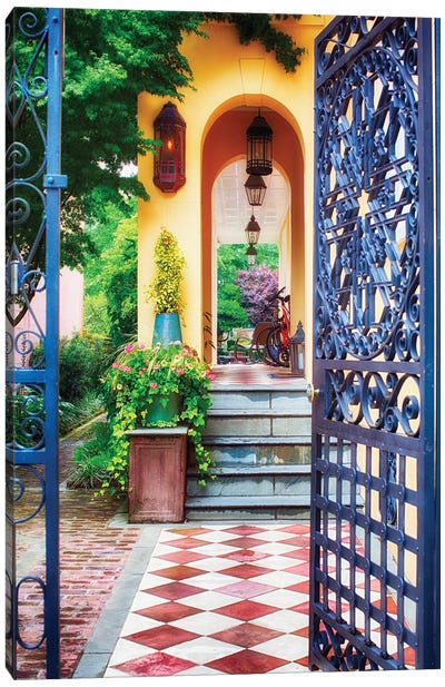 Open Doorway of a Southern Style Home, Charleston, South Carolina Canvas Art Print - George Oze