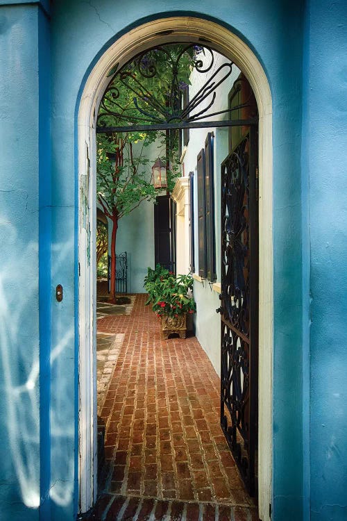 Open Wrought Iron Door to a Historic House, Charleston, South Carolina