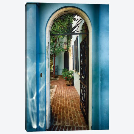 Open Wrought Iron Door to a Historic House, Charleston, South Carolina Canvas Print #GOZ141} by George Oze Canvas Artwork