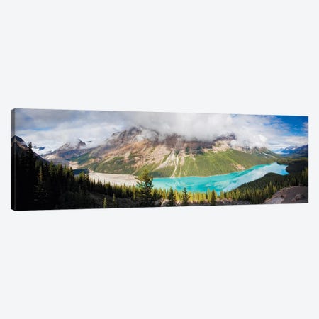 Panoramic Aerial View of Peyto Lake, Alberta, Canada Canvas Print #GOZ145} by George Oze Canvas Art Print