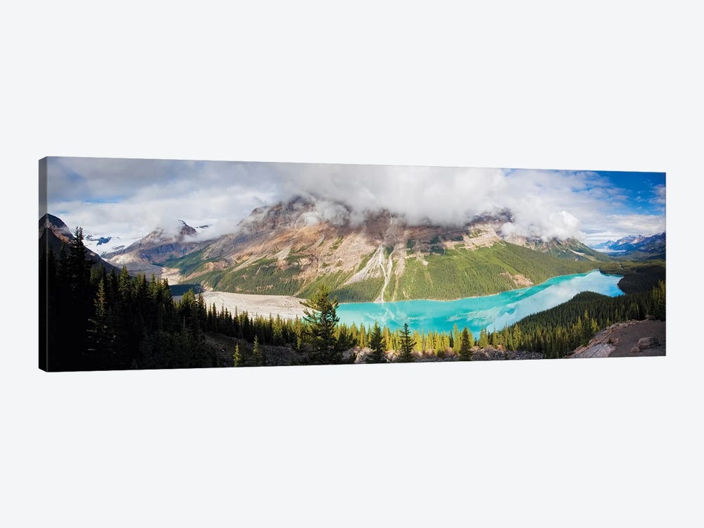Panoramic Aerial View of Peyto Lake, Alberta, Canada by George Oze 1-piece Canvas Print