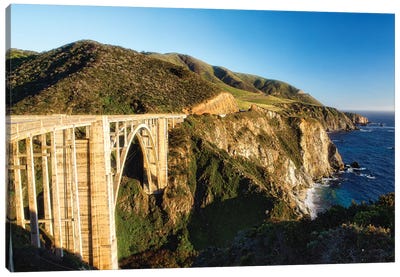 Panoramic View of Big Sur Coast at the Bixby Creek Bridge, California Canvas Art Print - Big Sur Art
