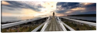 Panoramic View of the the Marshall Point Lighthouse at Sunset, Maine Canvas Art Print - Lighthouse Art