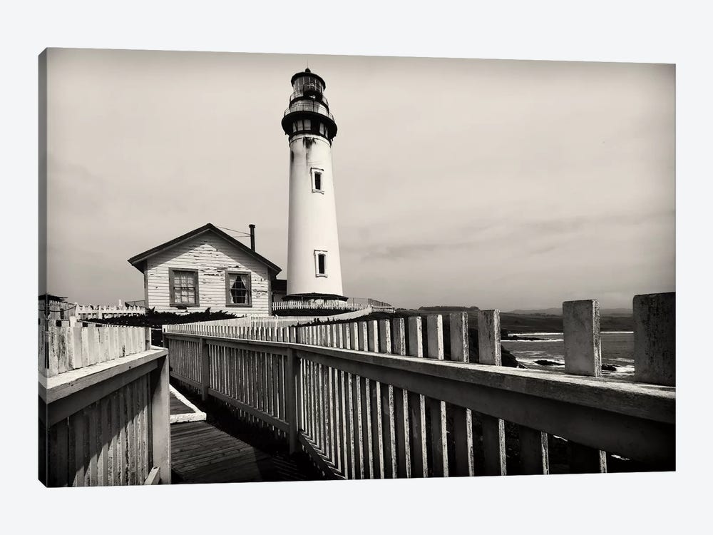 Pigeon Point Lighthouse with Fenced Walkway, San Mateo County, California, USA by George Oze 1-piece Canvas Art