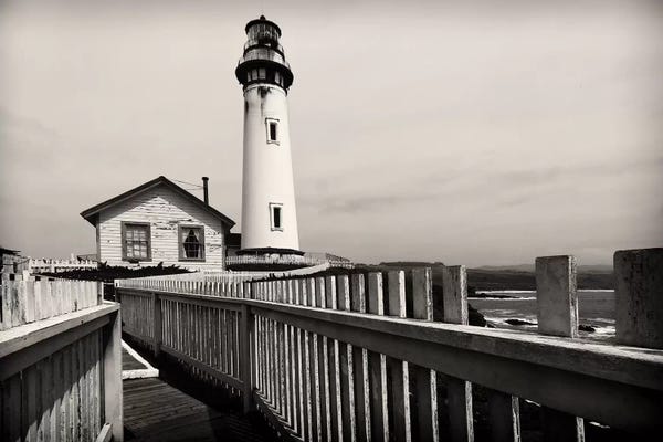 Lighthouses: Pigeon Point Lighthouse with Fenced Walkway, San Mateo County, California, USA by George Oze