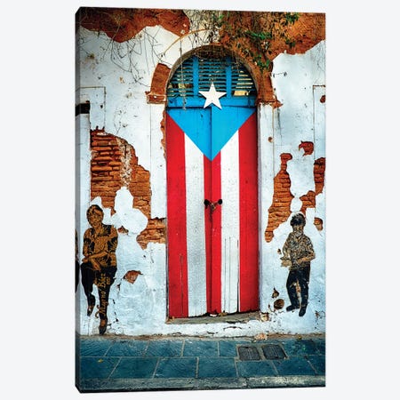 Puerto Rican Flag Door Canvas Print #GOZ155} by George Oze Canvas Artwork