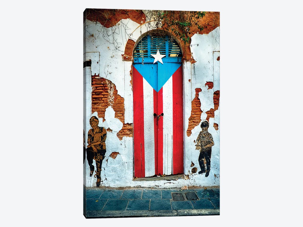 Puerto Rican Flag Door by George Oze 1-piece Canvas Artwork