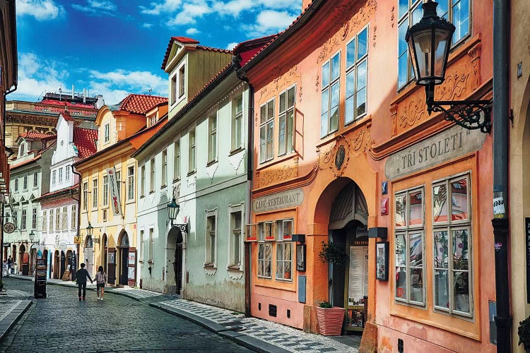 Quaint Cobblestone Misenska Street in Prague by George Oze wall art